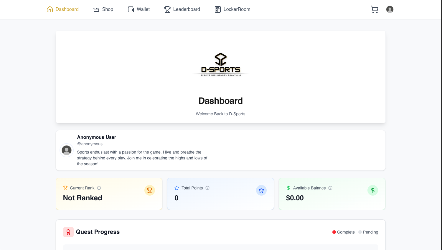 D-Sports Platform screenshot